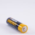 A single AA battery on a white background